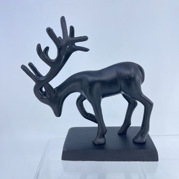 black metal reindeer stocking holders with antler holiday decor pair - Picture 4 of 9